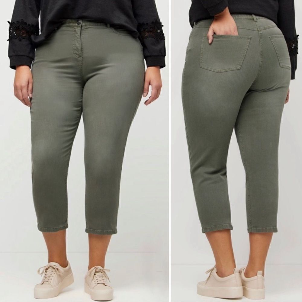 Chico’s Denim Reed Green Capri Jeans, Size 16 - Picture 2 of 12